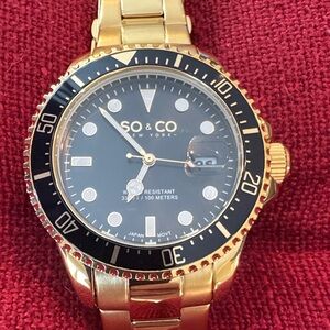 Gold and Black Quartz Men's Watch